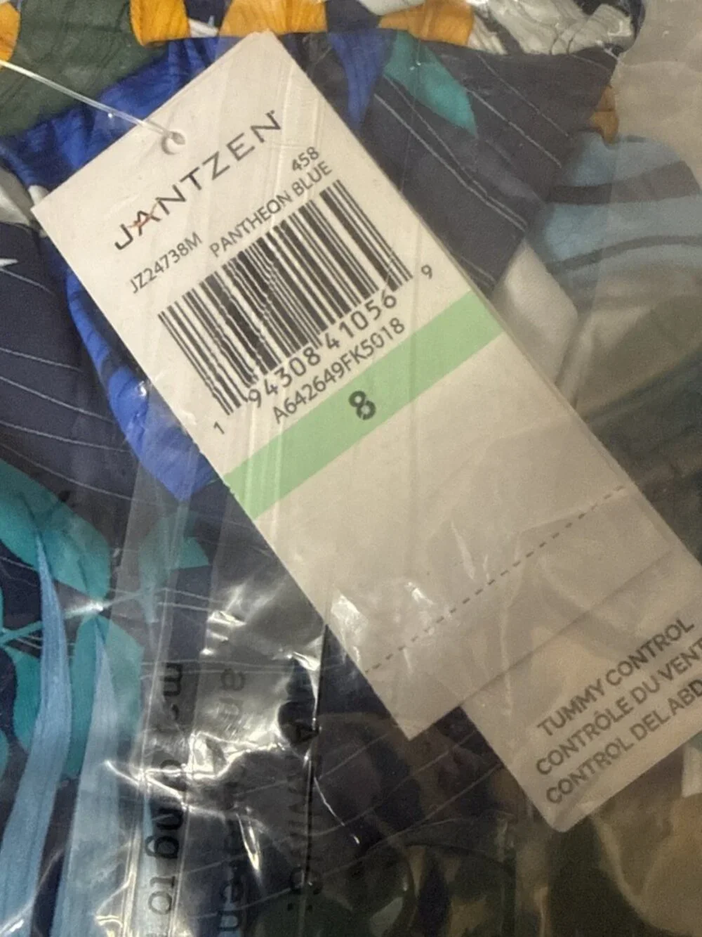 New Jantzen Size 8 Jolie One-Piece Blue Palm Floral Bathing suit Swim Suit NWT